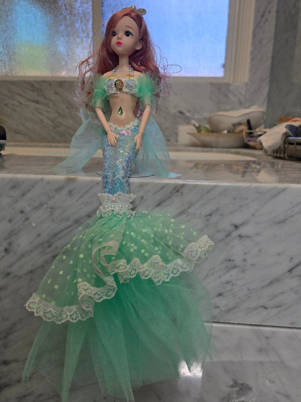 Mermaid Jeweled Doll in Mint Green